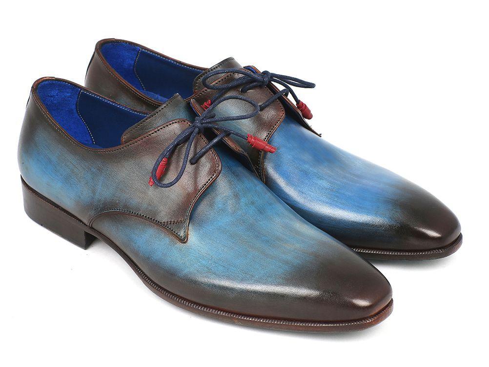 Paul Parkman blue and black Hand-Painted Derby Shoes