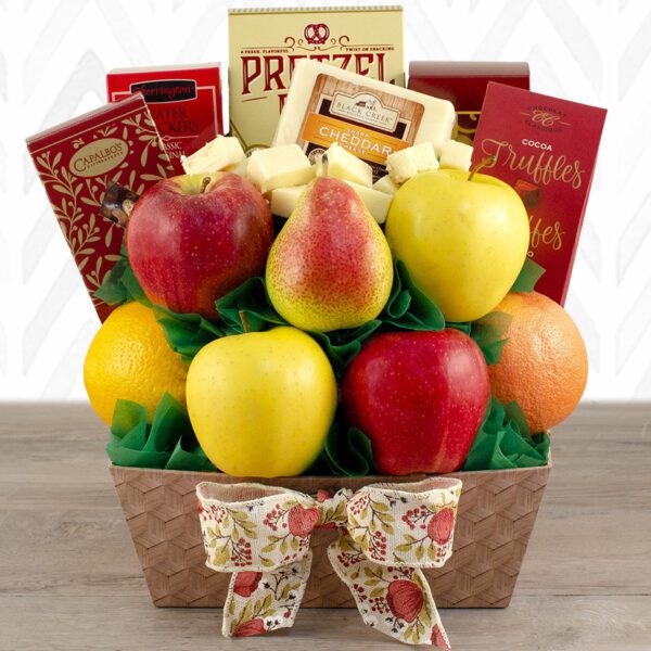 Harvest Bounty: Fruit & Snacks Gift Basket