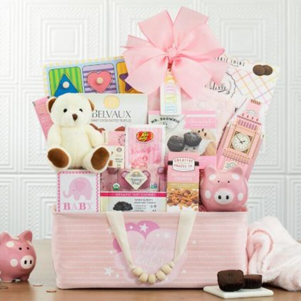 A basket filled with light pink items