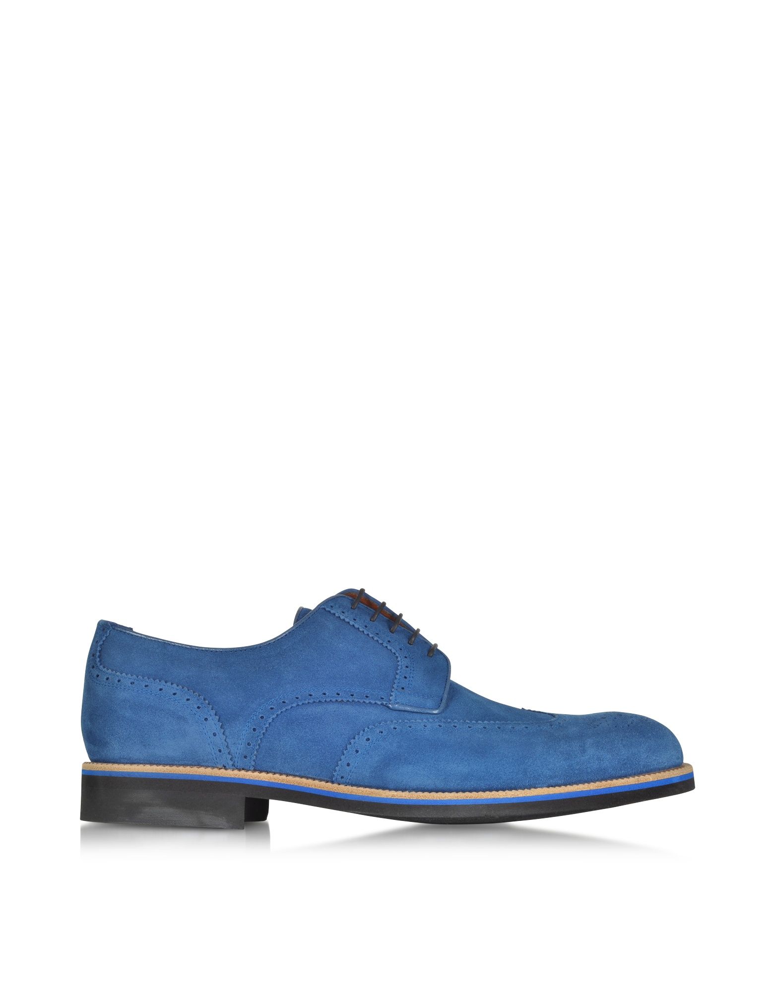 A.TESTONI MEN'S M45702BEH98168OTM BLUE SUEDE LACE-UP SHOES
